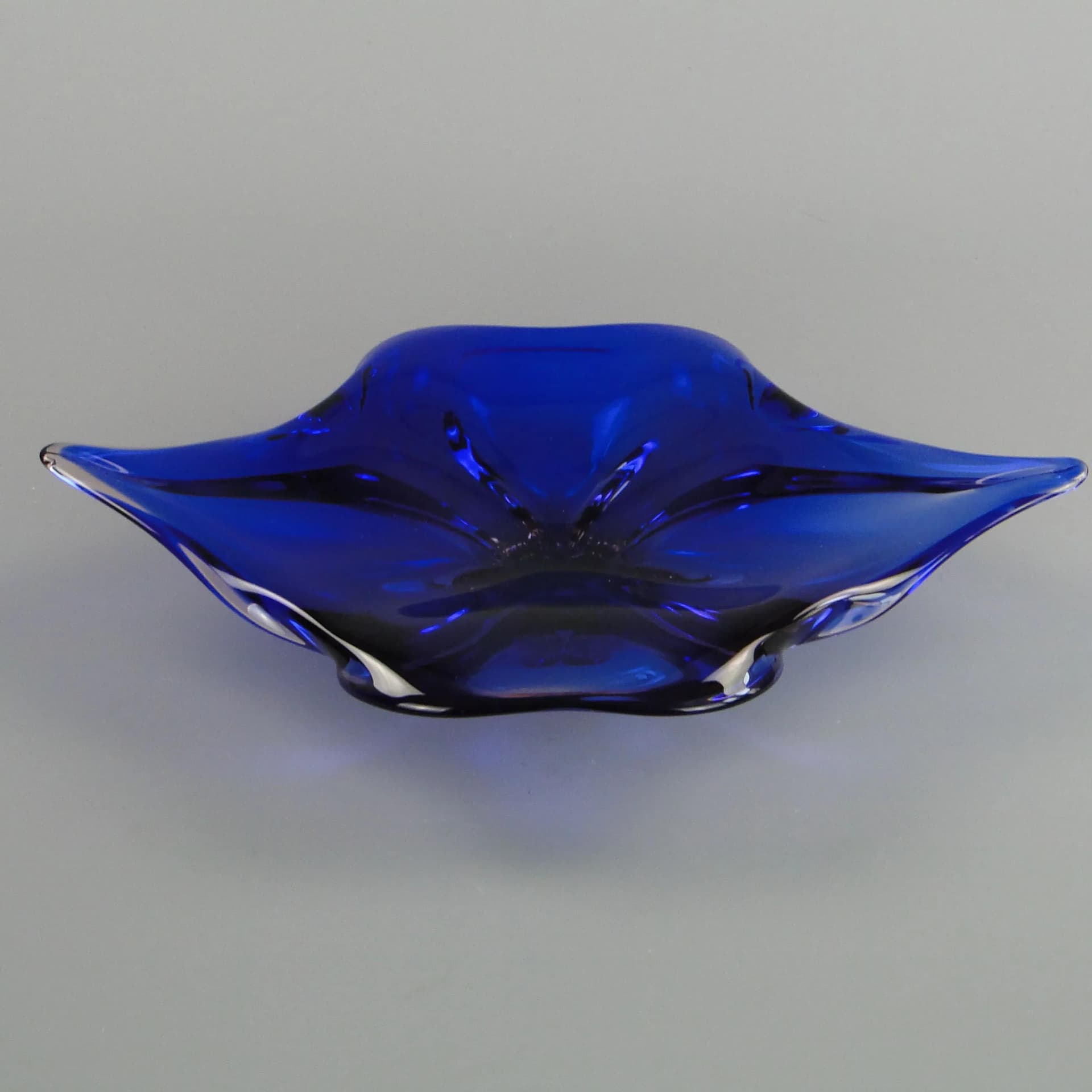 Bowl, blue glass, by J. Hospodka, Chribska Glassworks, Czechoslovakia, 1960s - 13170