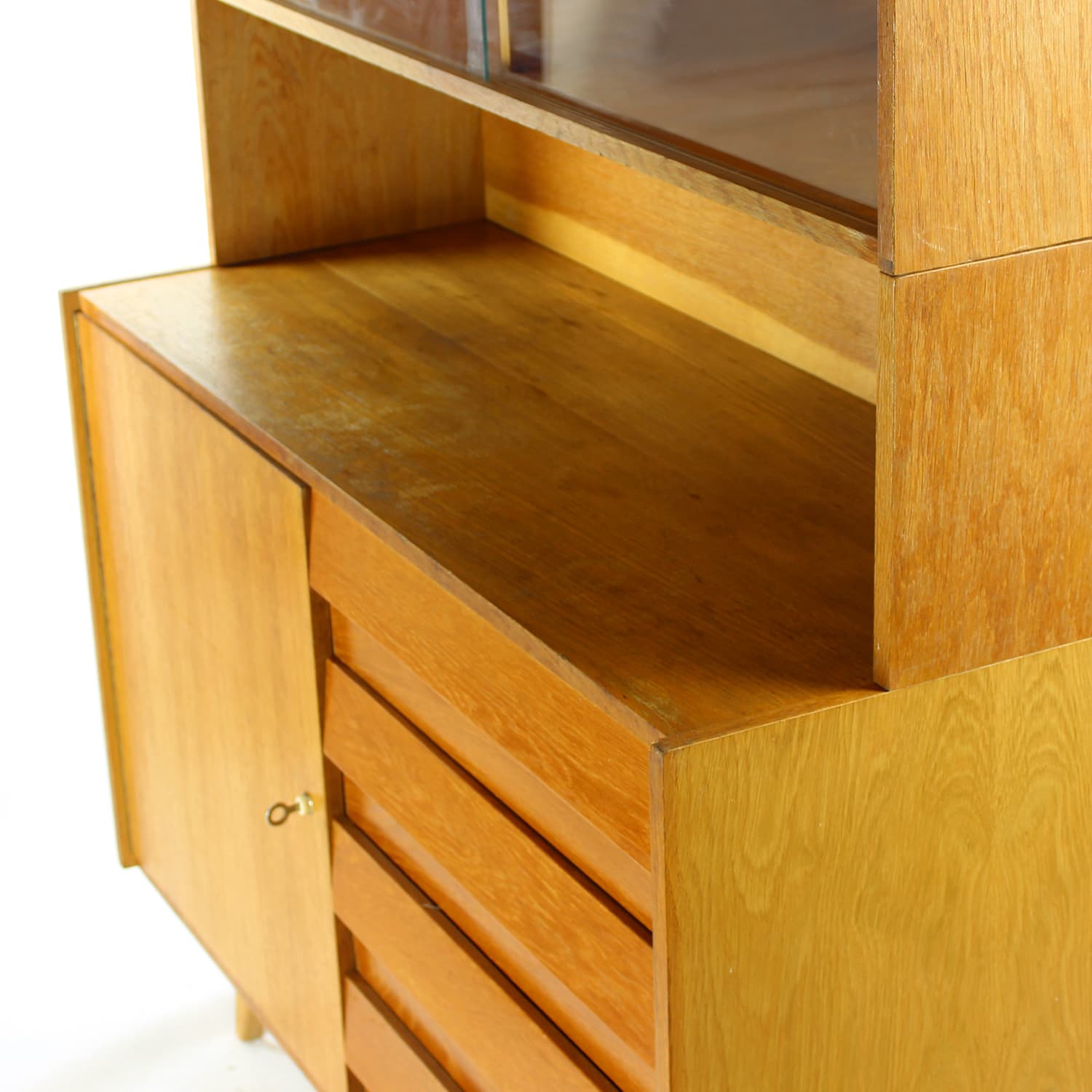 Highboard U 459, light brown oak, by J. Jiroutek, Interier Praha, Czechoslovakia, 1960s. - 190122