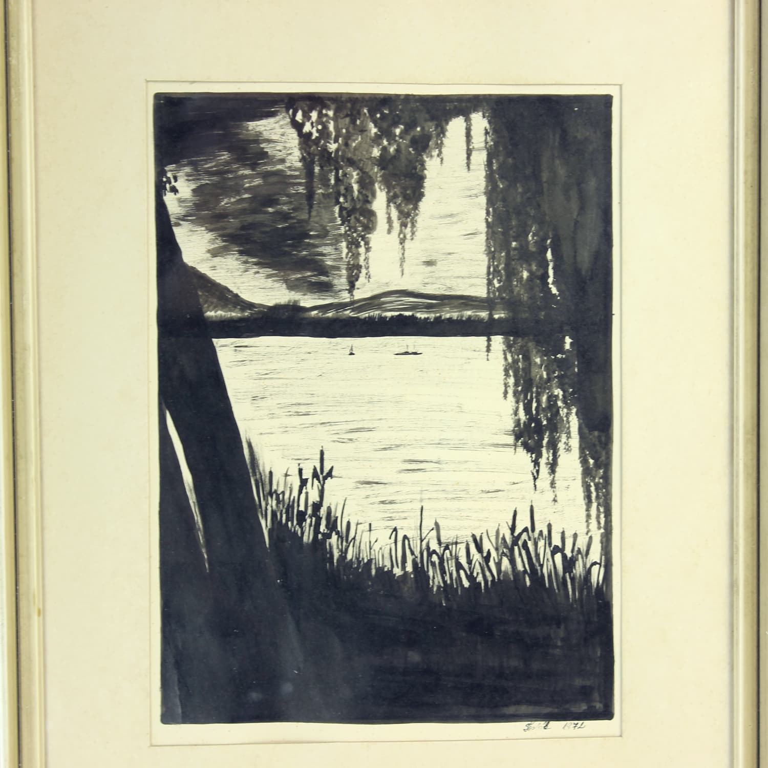 Zestaw dwóch rysunków, szary, papier, art. Sestak, lata 70. - 190161