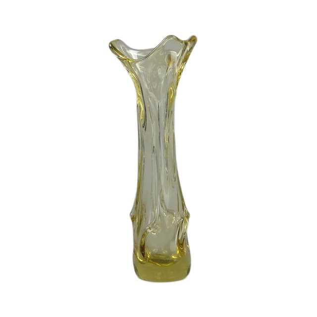 Wazon Sękacz, szkło żółty, Huta Wołomin, Polska, lata 70. - WYMIARY