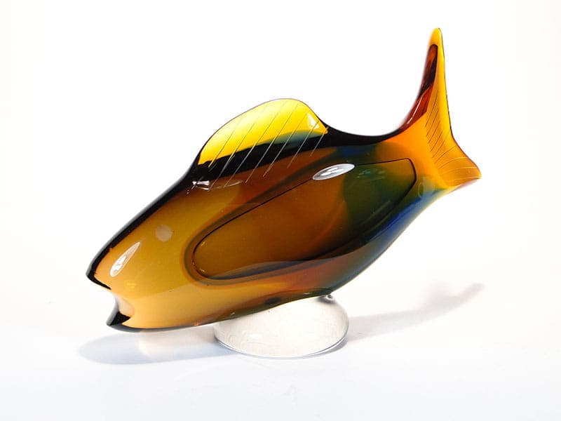 Rzeźba ryba, multicolor, kryształ, proj. J. Rozinek, S. Honzik, Czechosłowacja, lata 60. - 190216