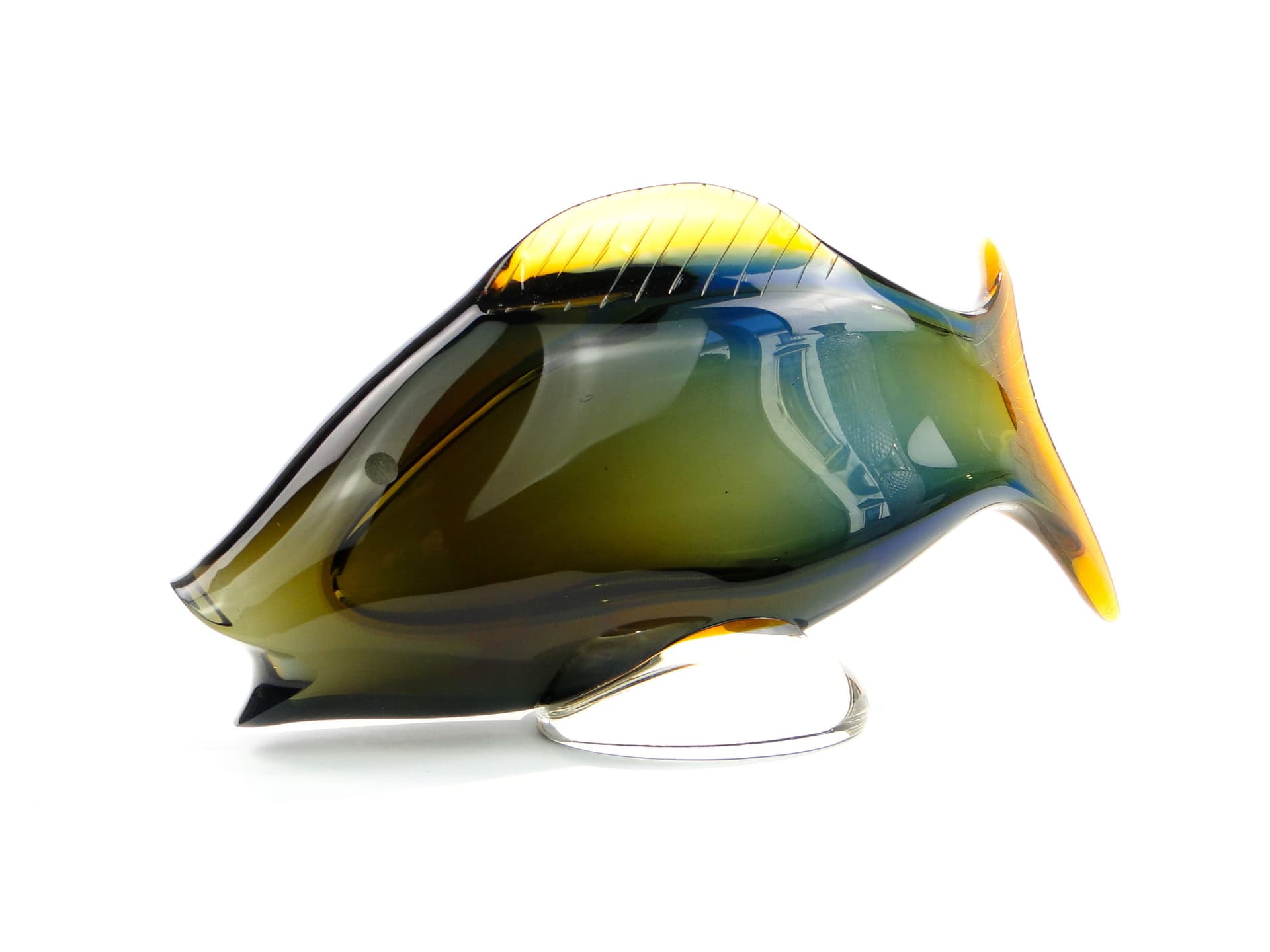 Rzeźba ryba, multicolor szkło kryształowe, proj. J. Rozinek, S. Honzik, Czechosłowacja, lata 60. - 190236