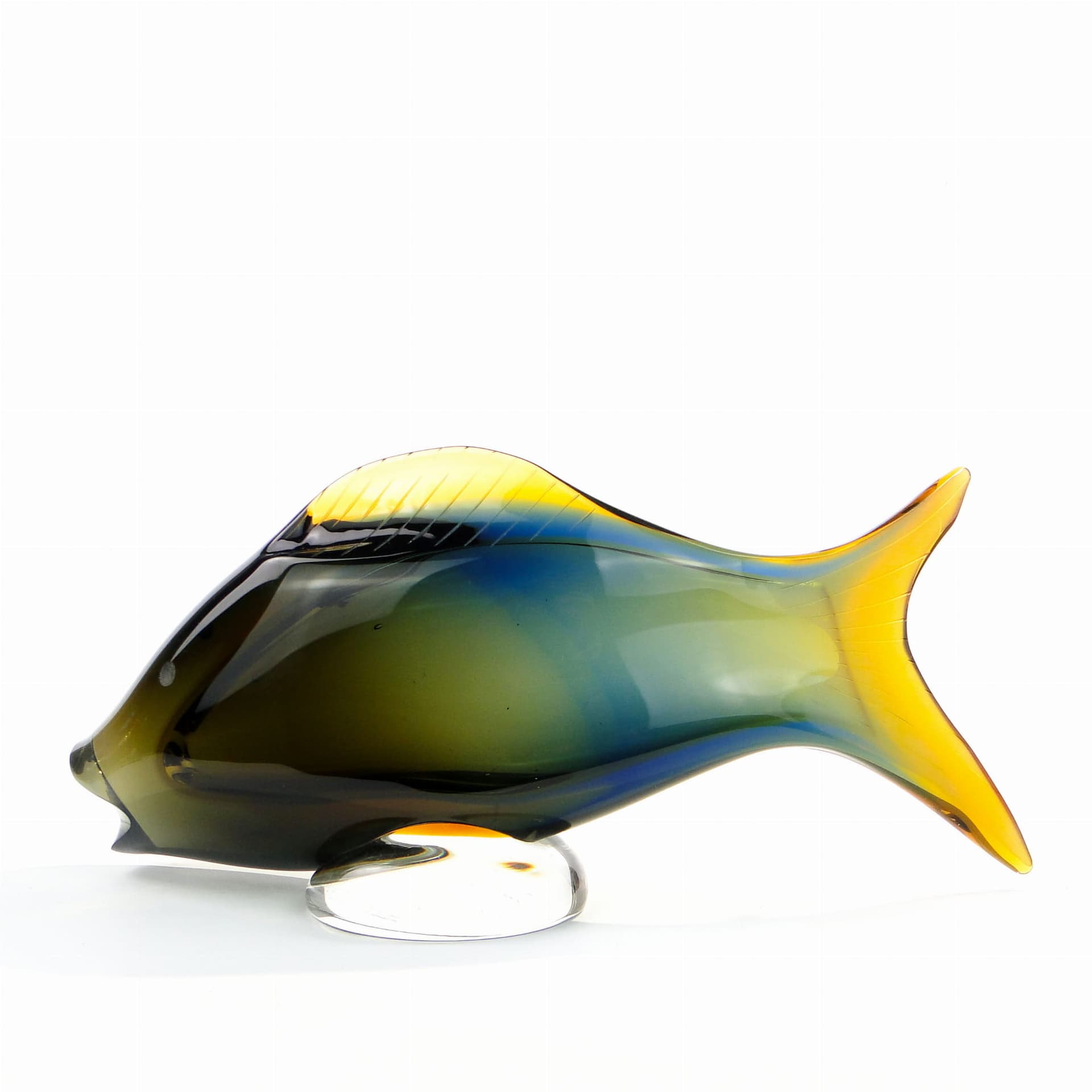 Rzeźba ryba, multicolor szkło kryształowe, proj. J. Rozinek, S. Honzik, Czechosłowacja, lata 60. - 190235