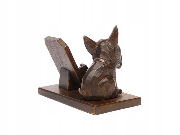 Wizytownik z terierem, drewno brąz ciemny, Polska, lata 20. - 190272
