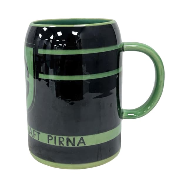 Kufel, czarny zielony, ceramika, Niemcy, lata 60. - WYMIARY