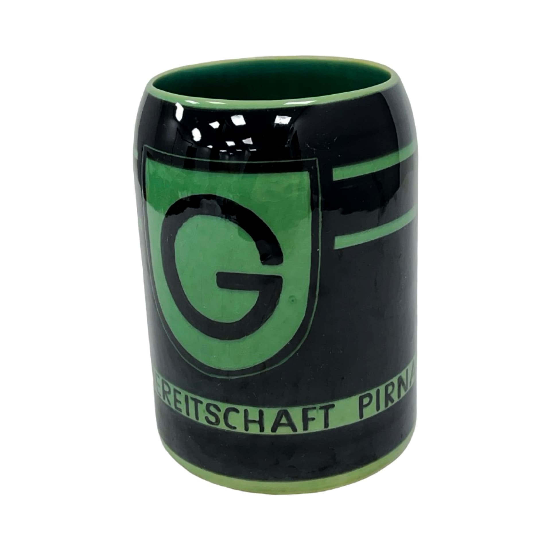 Kufel, czarny zielony, ceramika, Niemcy, lata 60. - 190276