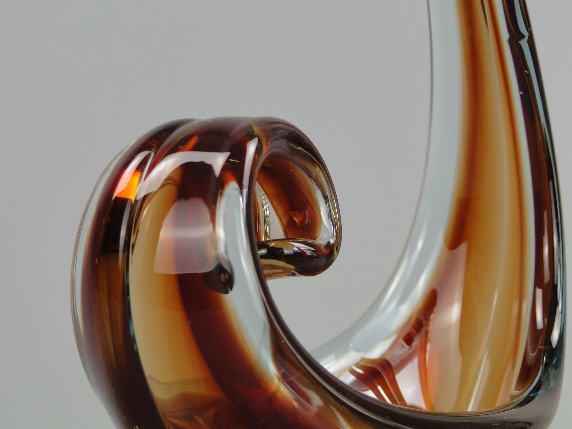 Bowl, Sunburst Technique, dark brown, crystal, by F. Poli, Murano, Italy, 1950s. - 13157