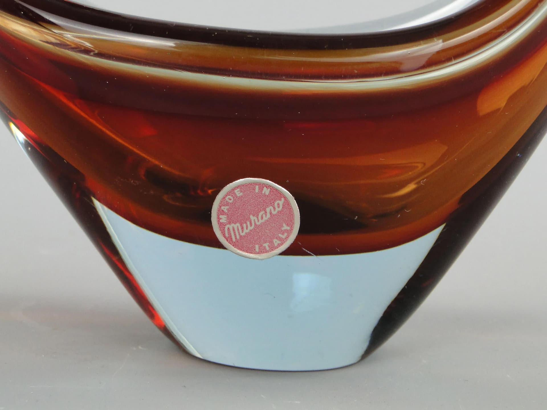 Bowl, Sunburst Technique, dark brown, crystal, by F. Poli, Murano, Italy, 1950s. - 13155