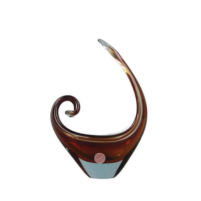 Bowl, Sunburst Technique, dark brown, crystal, by F. Poli, Murano, Italy, 1950s. - DIMENSION