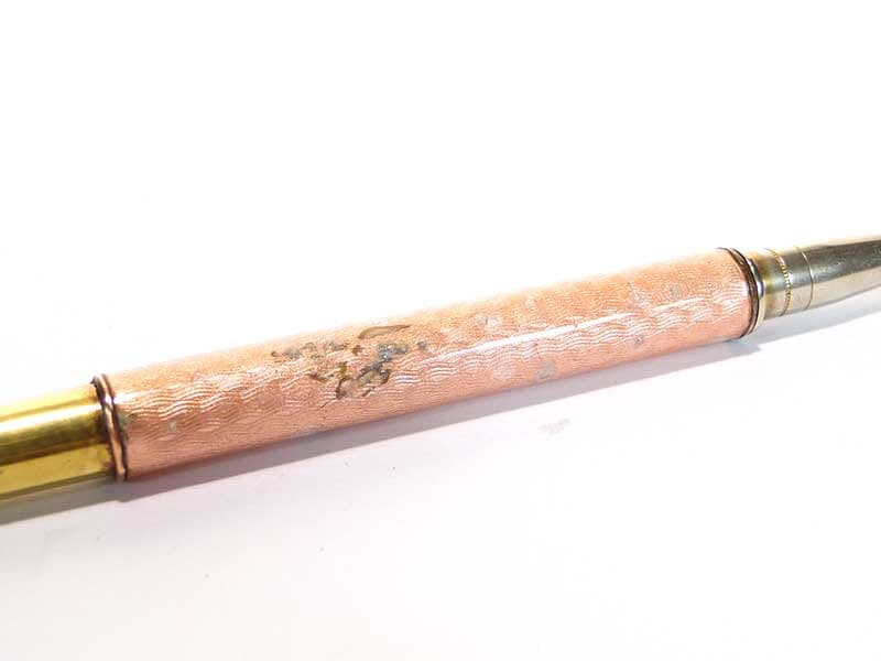 Ołówek mechaniczny secesyjny, różowy, mosiądz, Austria, początek XX w. - 190330