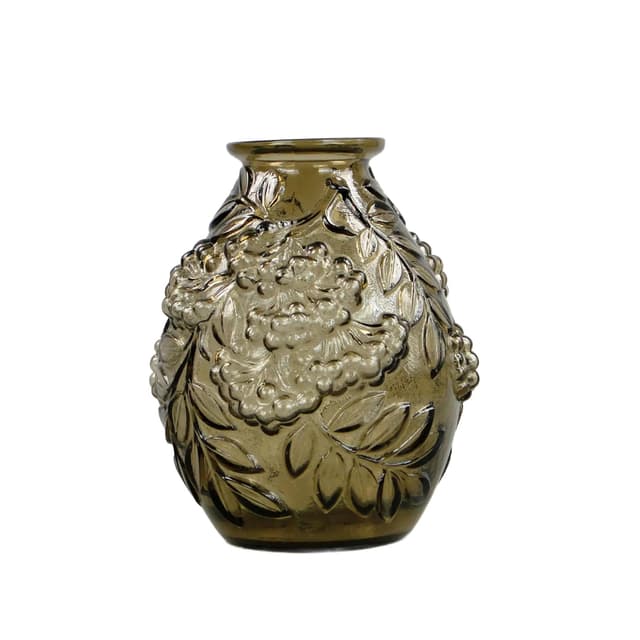 Wazon Art Deco, szkło brązowy, Francja, lata 30. - WYMIARY