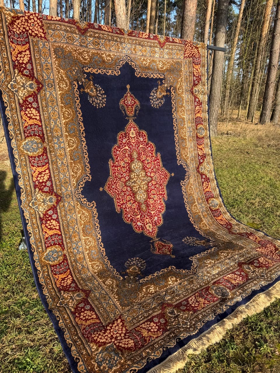 Rug Keshan 350x230 cm, navy blue, wool, Germany - 190396