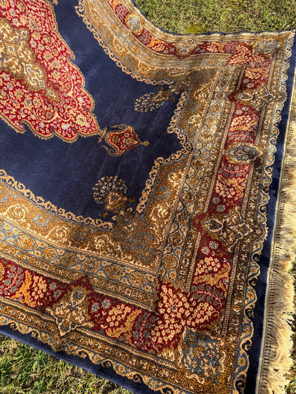 Rug Keshan 350x230 cm, navy blue, wool, Germany - 190397