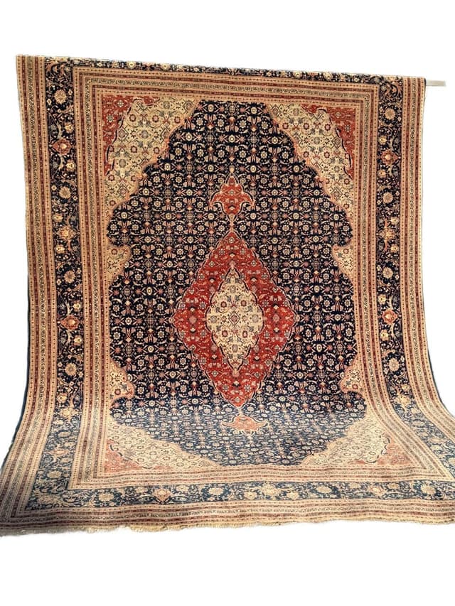 Persian Rug Isfahan 360x260 cm, wool silk, navy blue, Iran - DIMENSION