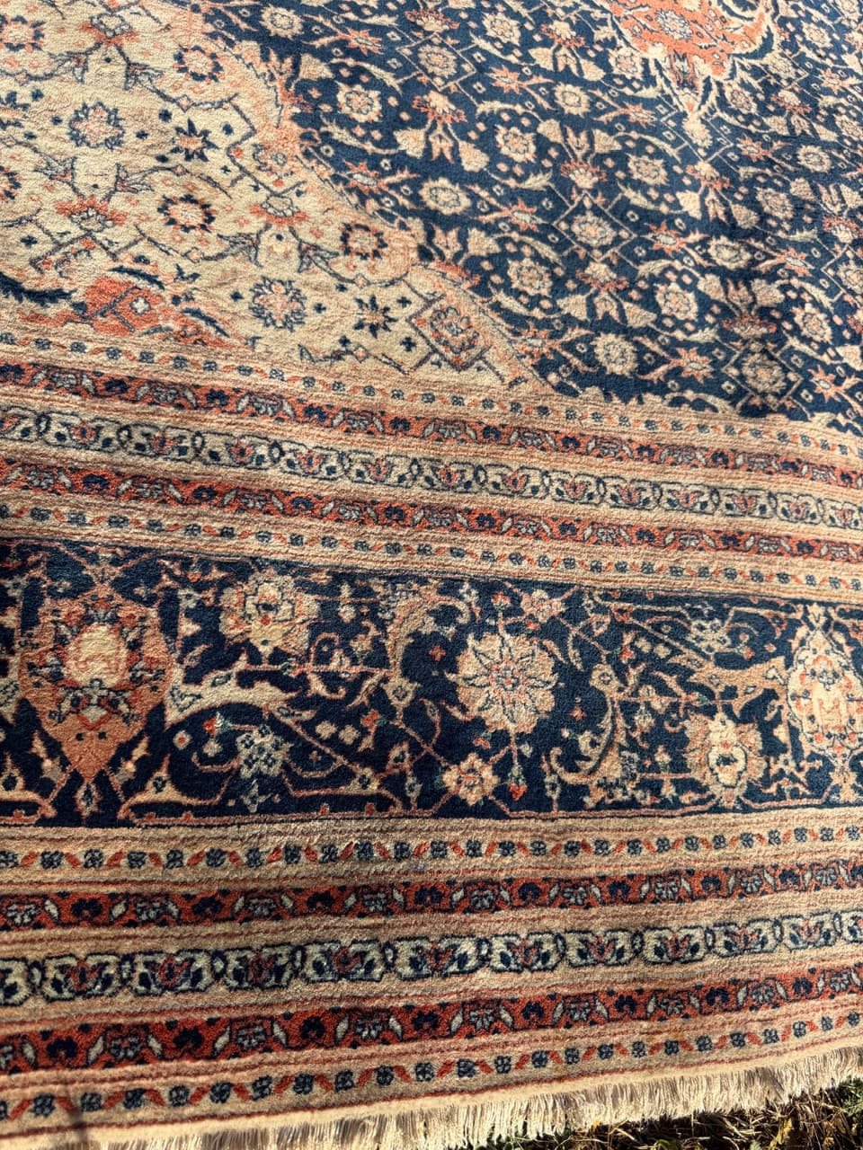 Persian Rug Isfahan 360x260 cm, wool silk, navy blue, Iran - 190443