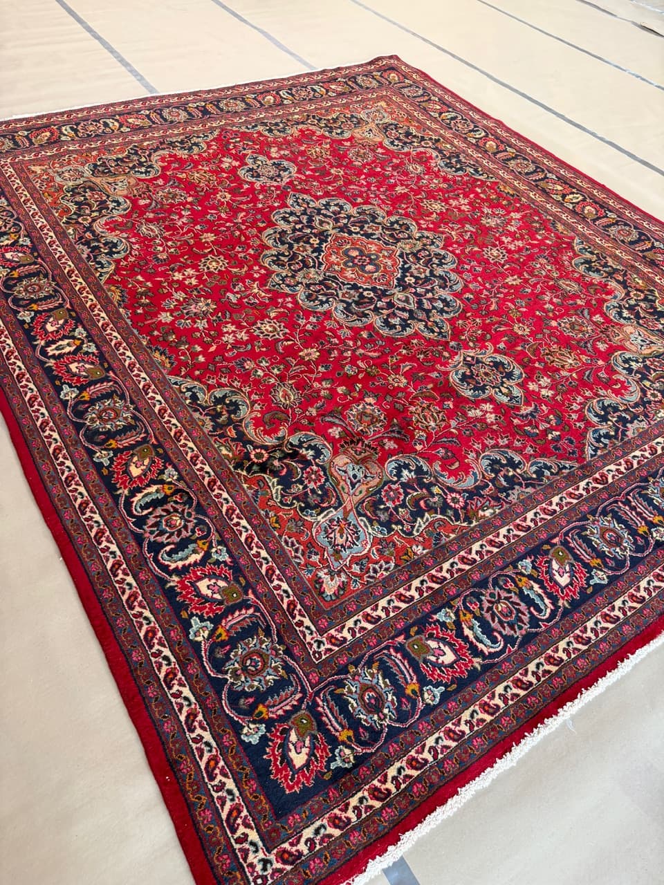 Dywan Mesched 340x290 cm, czerwony, wełna, Iran - 190471