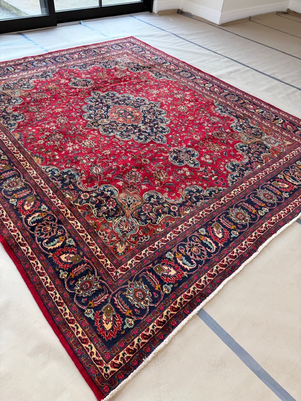 Dywan Mesched 340x290 cm, czerwony, wełna, Iran - 190478