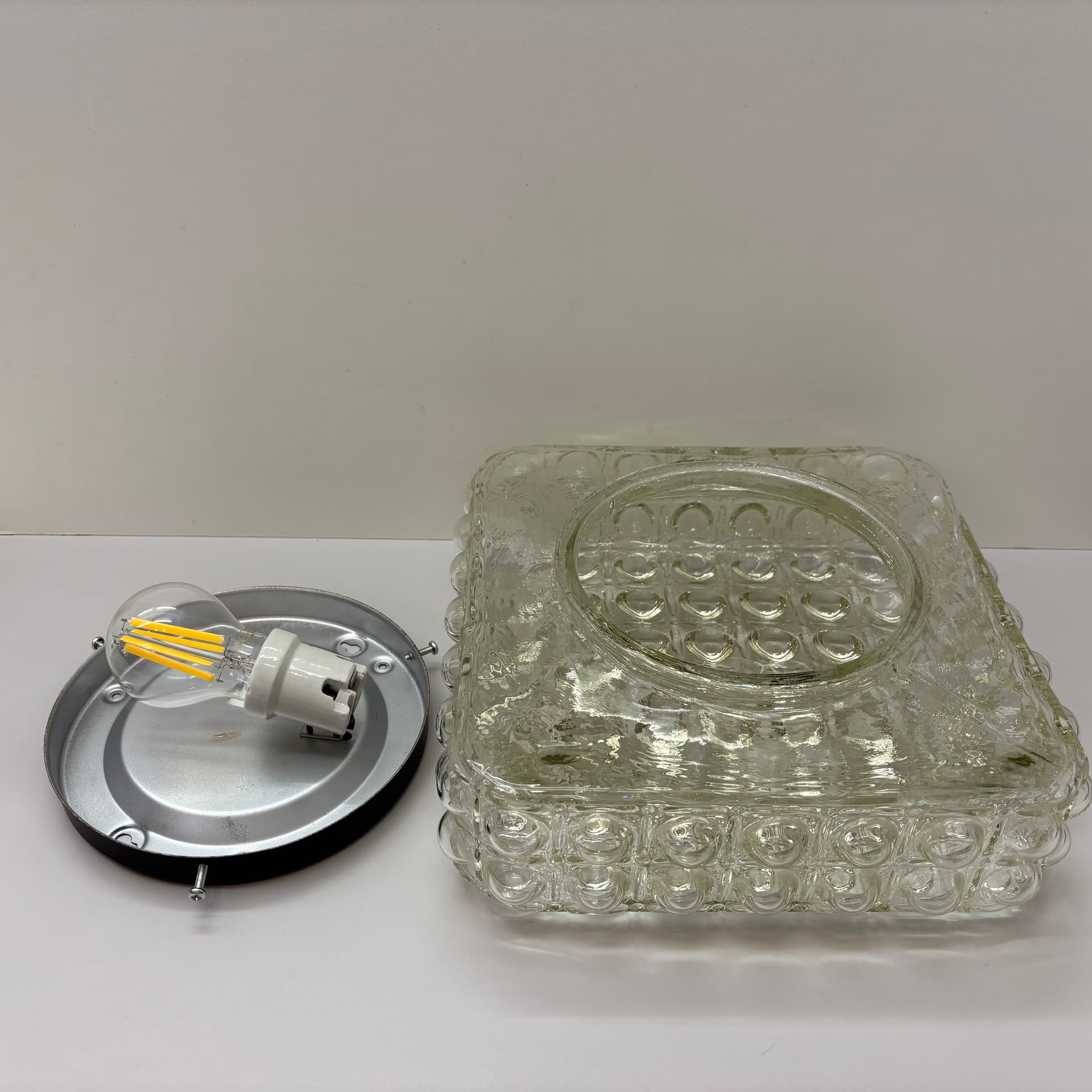 Plafon Bubble, szkło transparentne, Dania, lata 70. - 190494