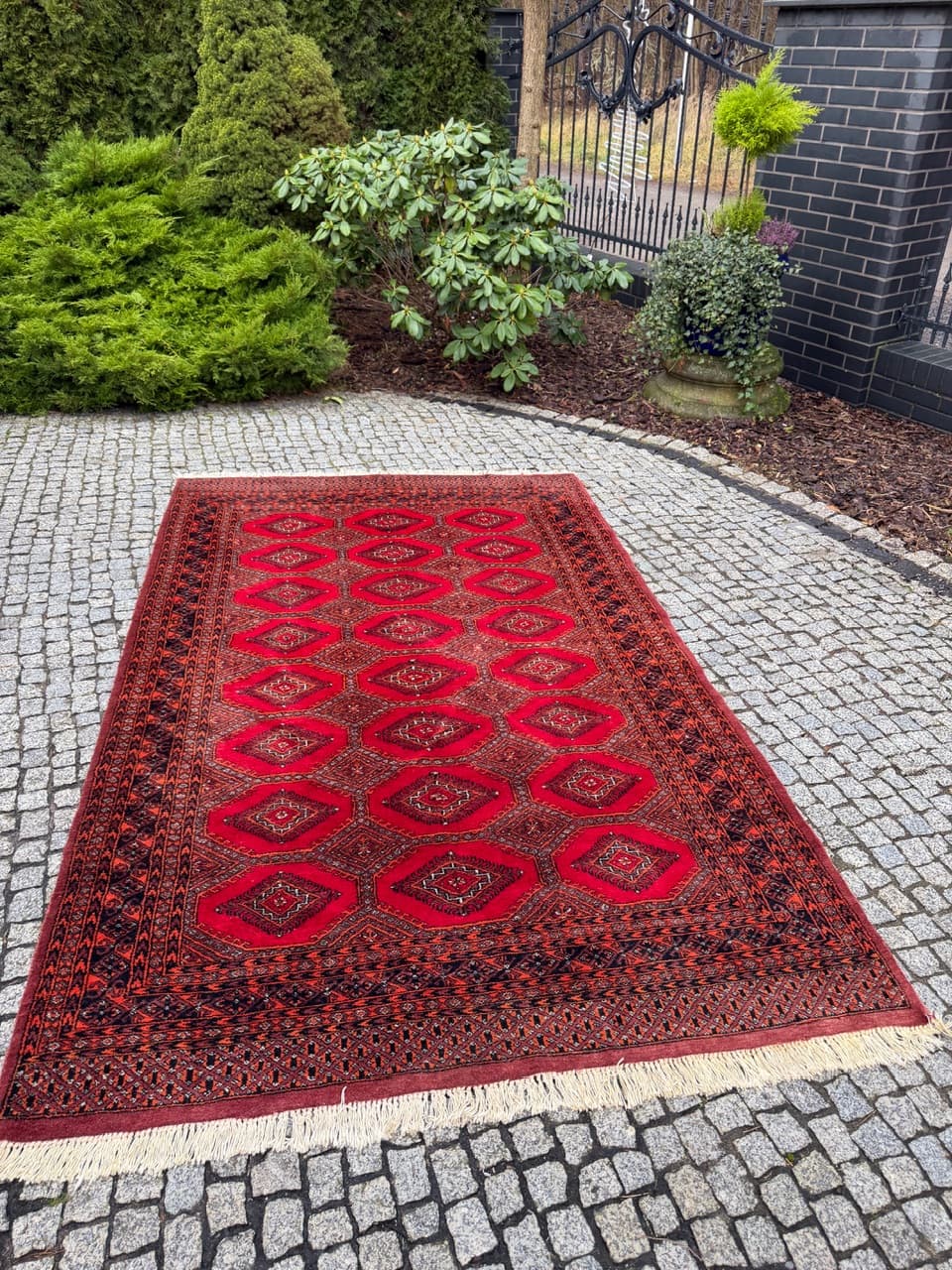 Dywan Buchara Art déco 265x160 cm, wełna czerwona, Pakistan, lata 90. - 190503