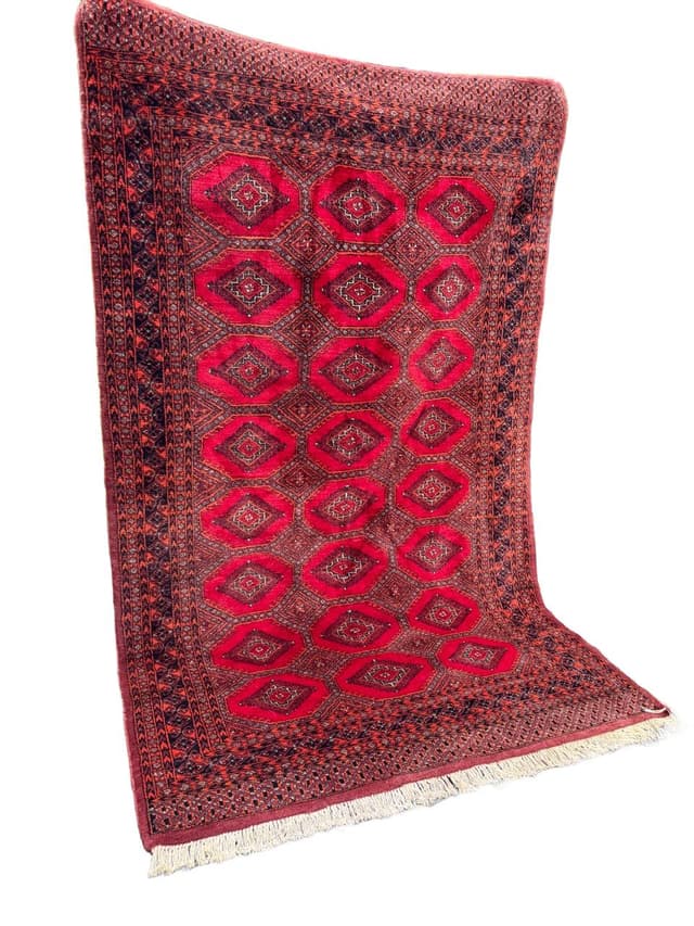 Dywan Buchara Art déco 265x160 cm, wełna czerwona, Pakistan, lata 90. - WYMIARY