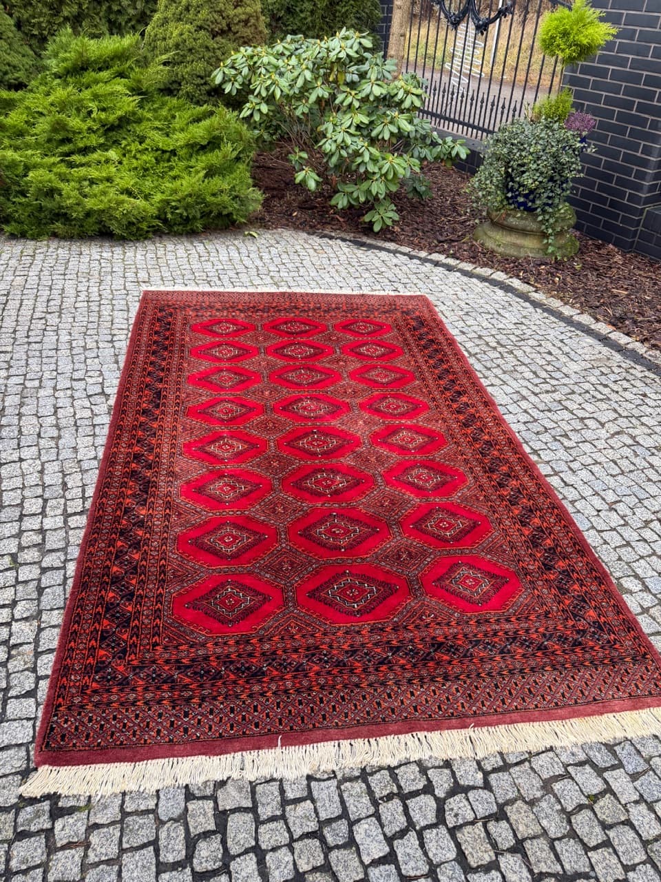 Dywan Buchara Art déco 265x160 cm, wełna czerwona, Pakistan, lata 90. - 190502