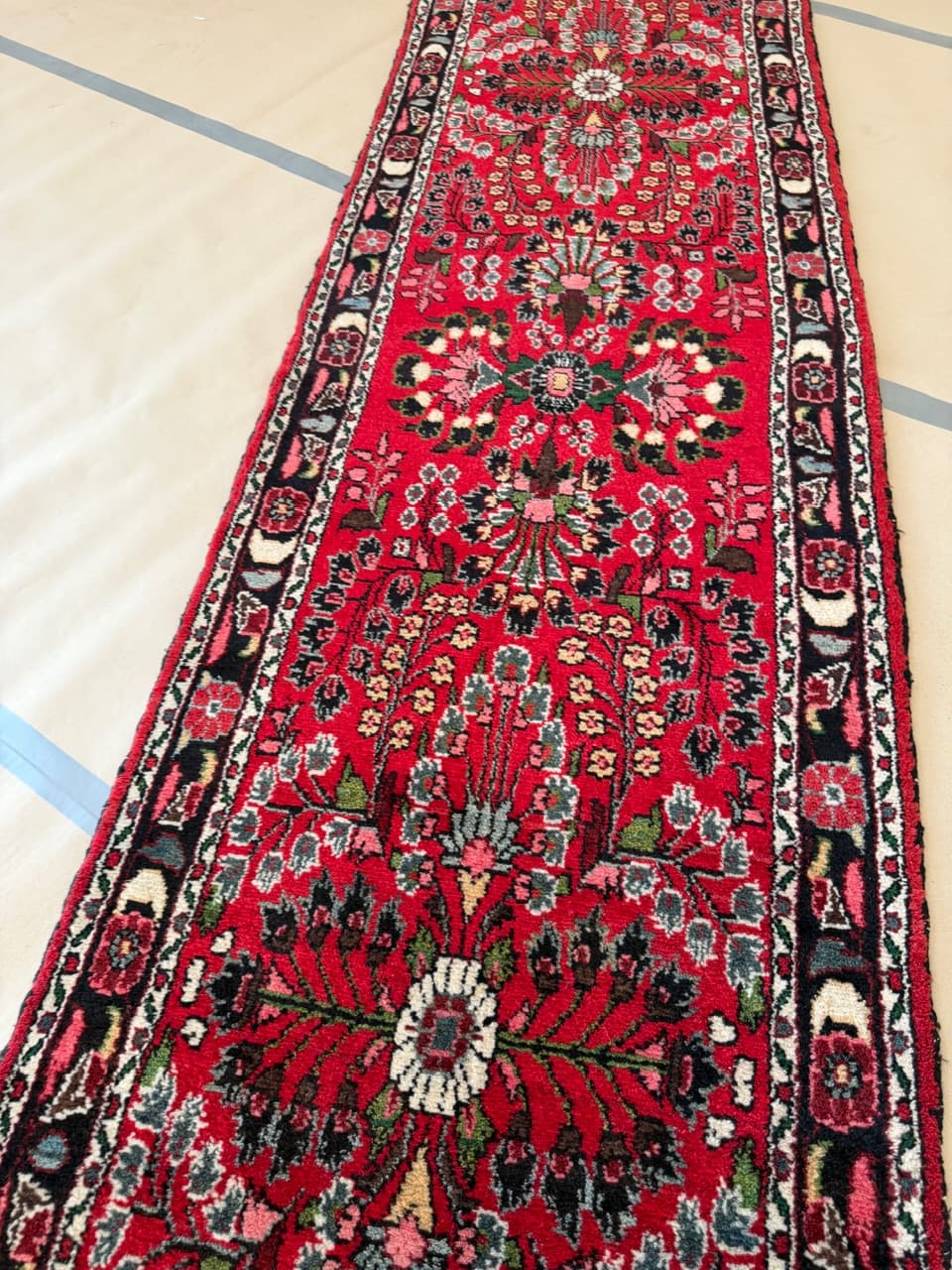Chodnik Hamadan 600x80 cm, czerwony, wełna, Iran - 190552