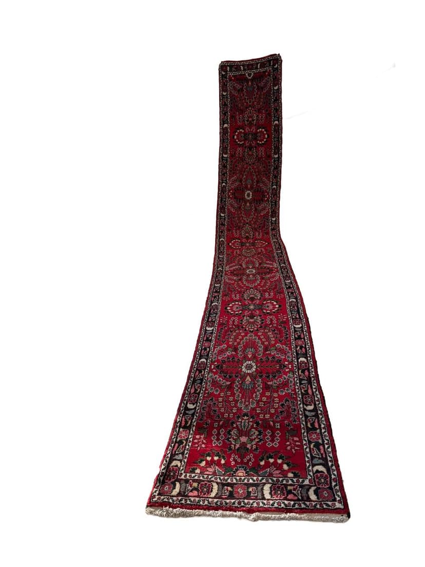 Chodnik Hamadan 600x80 cm, czerwony, wełna, Iran