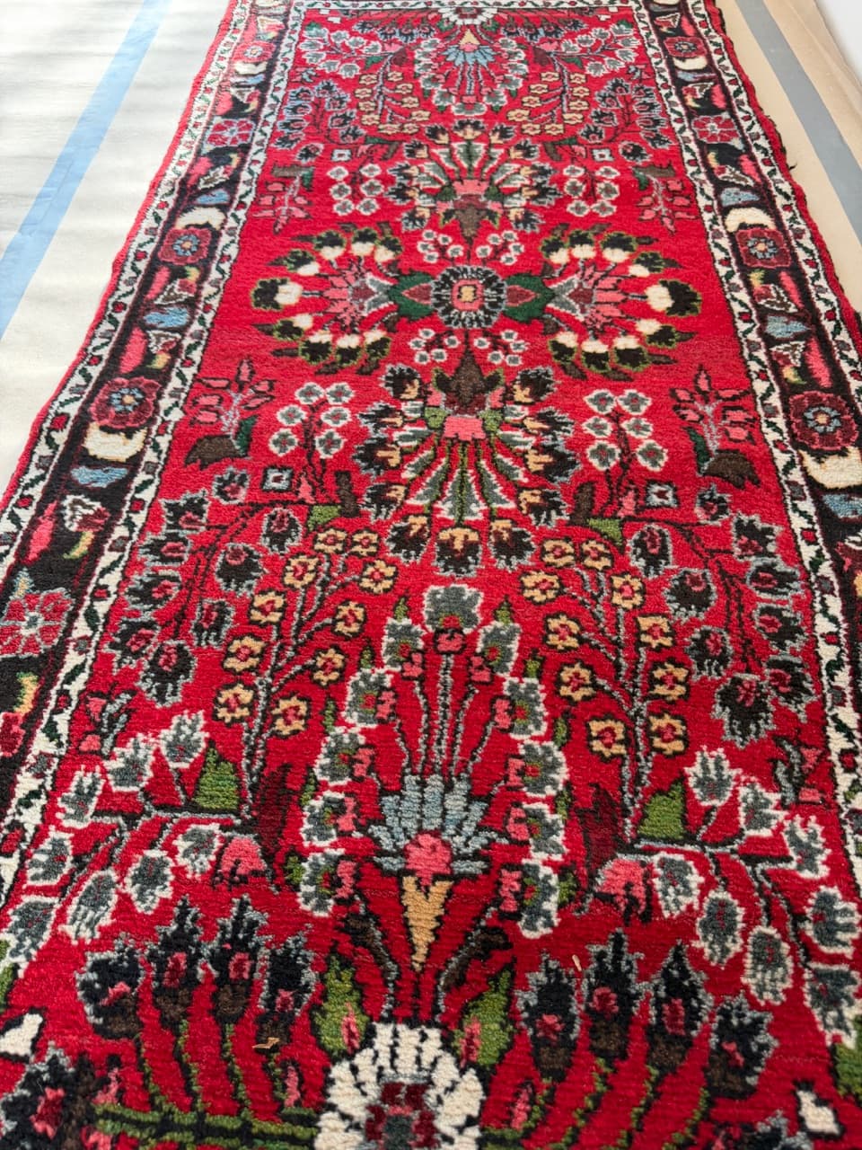 Chodnik Hamadan 600x80 cm, czerwony, wełna, Iran - 190540