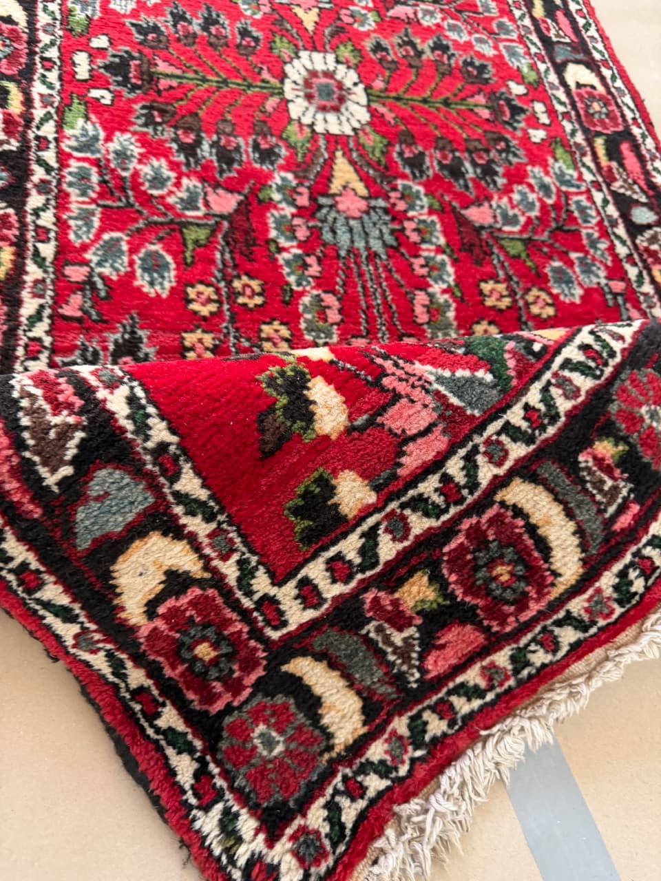 Chodnik Hamadan 600x80 cm, czerwony, wełna, Iran - 190542