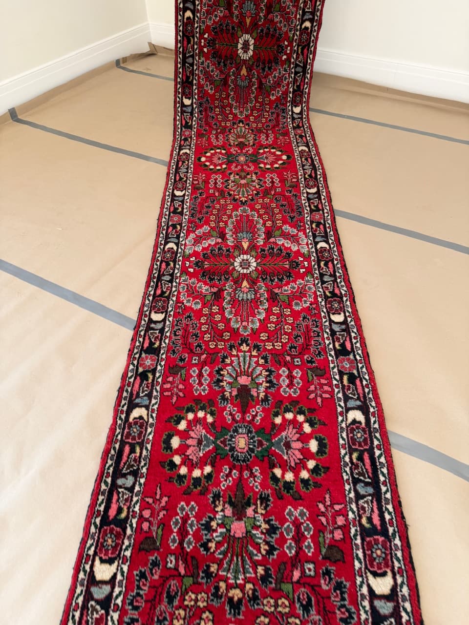 Chodnik Hamadan 600x80 cm, czerwony, wełna, Iran - 190548