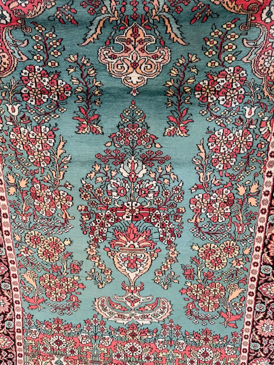 Dywan Ghoum, 190x120 cm, turkusowy, jedwab, Indie - 190608