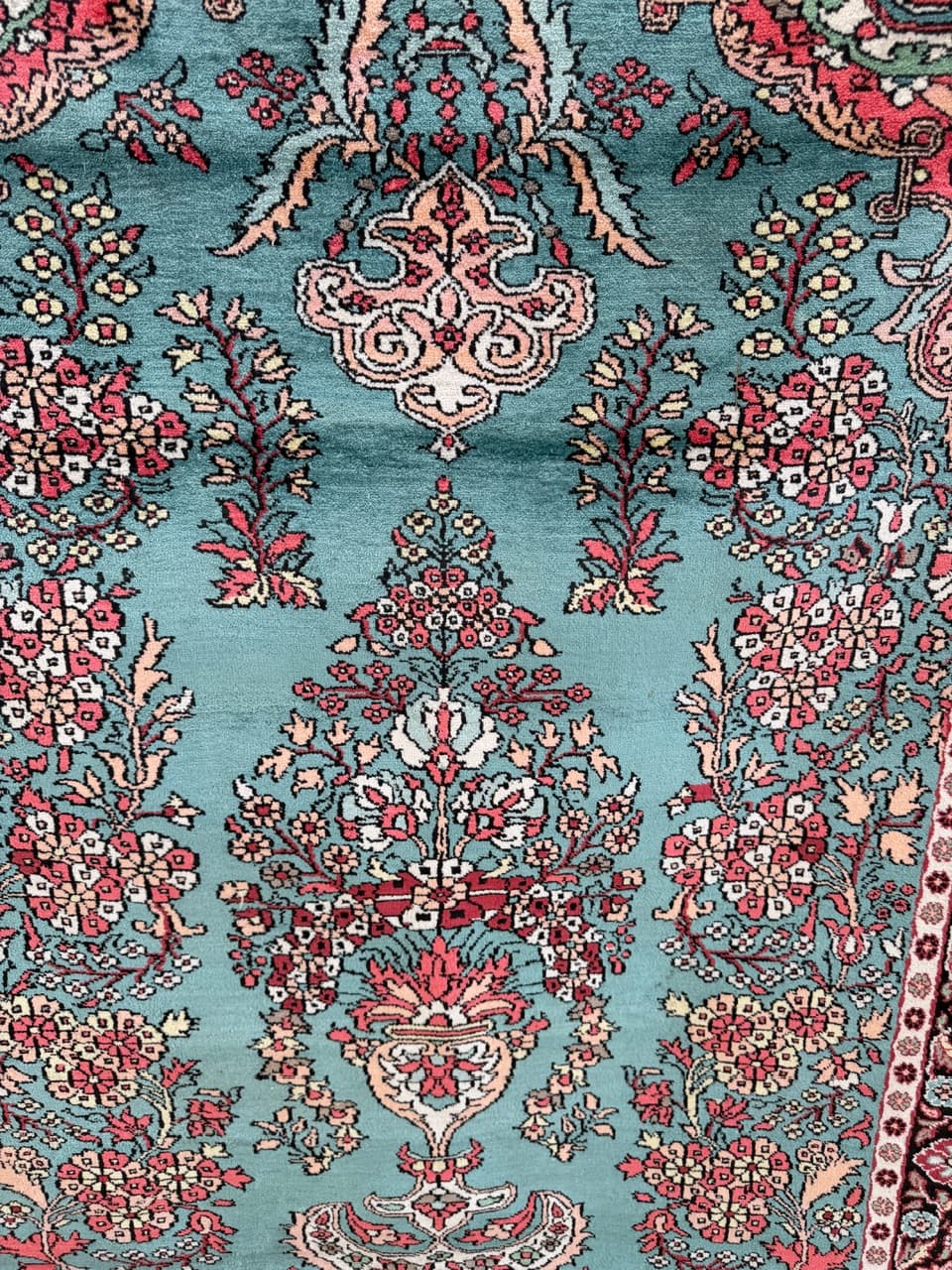 Dywan Ghoum, 190x120 cm, turkusowy, jedwab, Indie - 190605