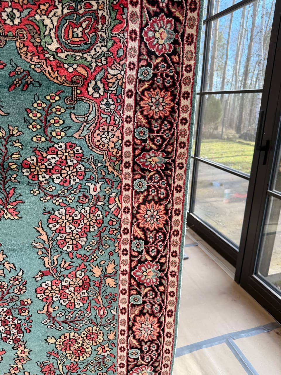 Dywan Ghoum, 190x120 cm, turkusowy, jedwab, Indie - 190606