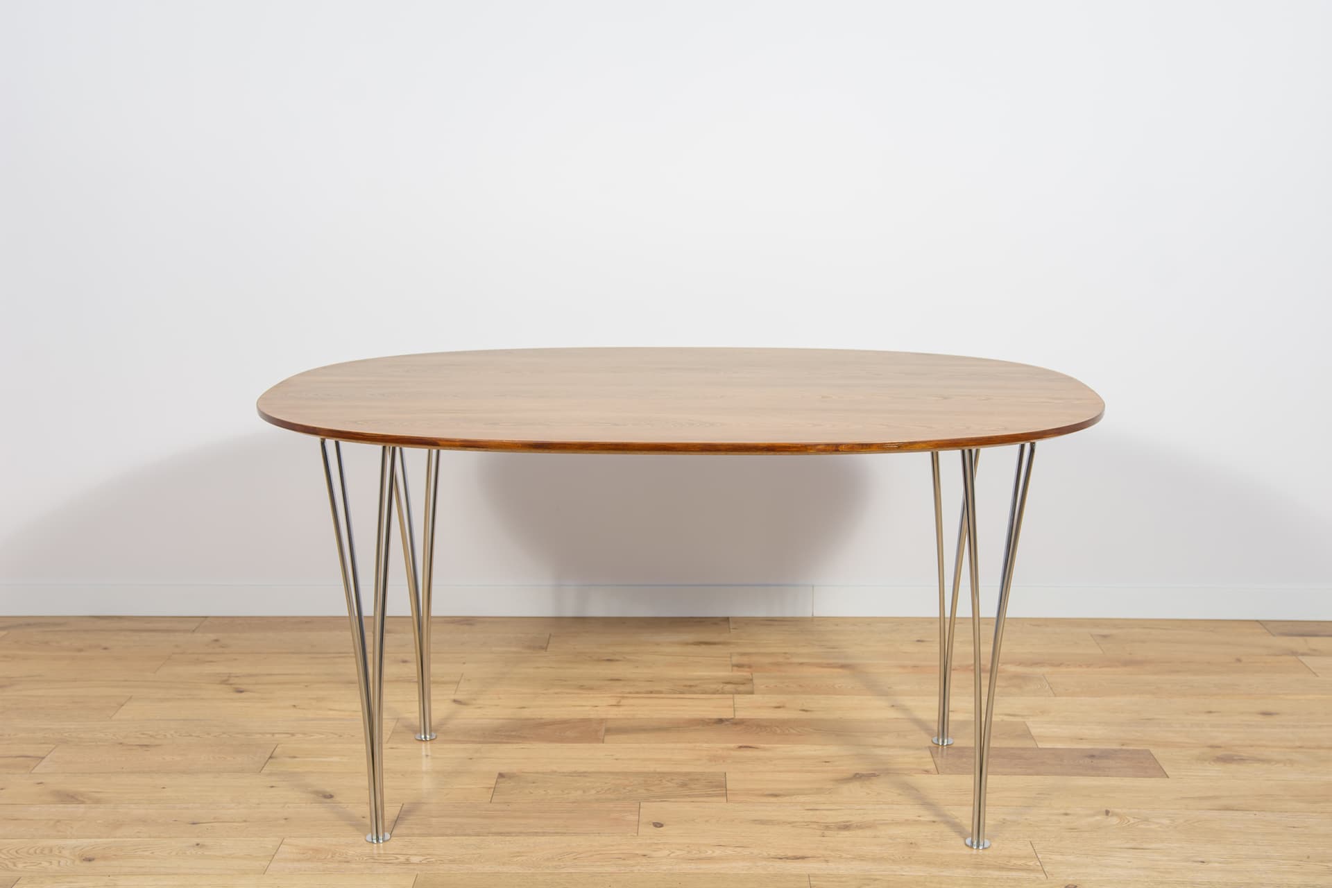 Stół Superellipse, buk jasnobrązowy, proj. P. Hein, B. Mathsson, Fritz Hansen, Dania, lata 80. - 190614