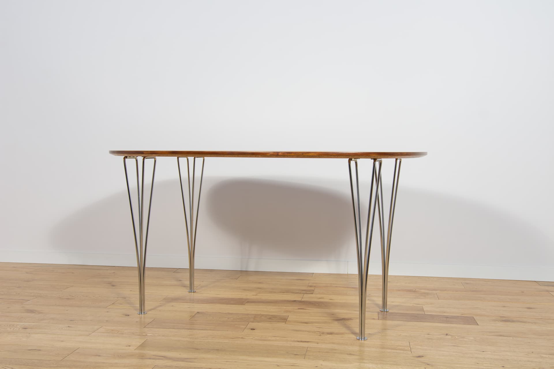 Stół Superellipse, buk jasnobrązowy, proj. P. Hein, B. Mathsson, Fritz Hansen, Dania, lata 80. - 190617