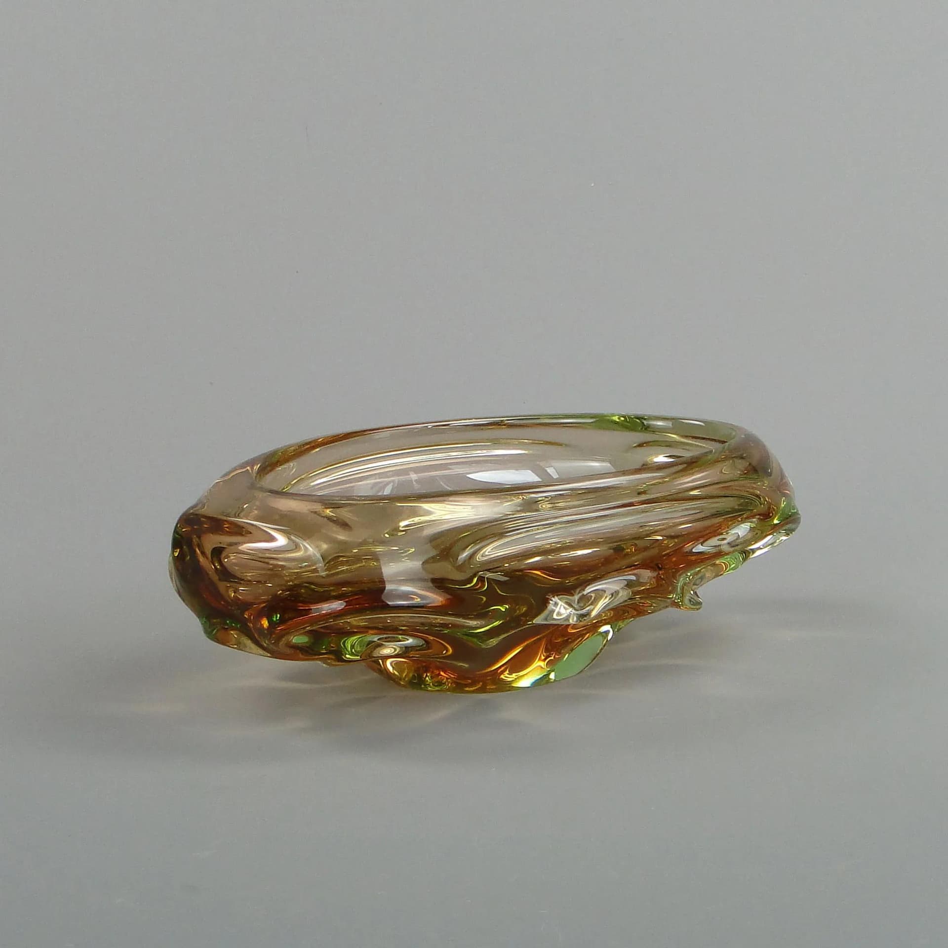 Glass centerpiece, multicolor, by J. Beranek, Skrdlovice, Czechoslovakia, 1960s. - 13275