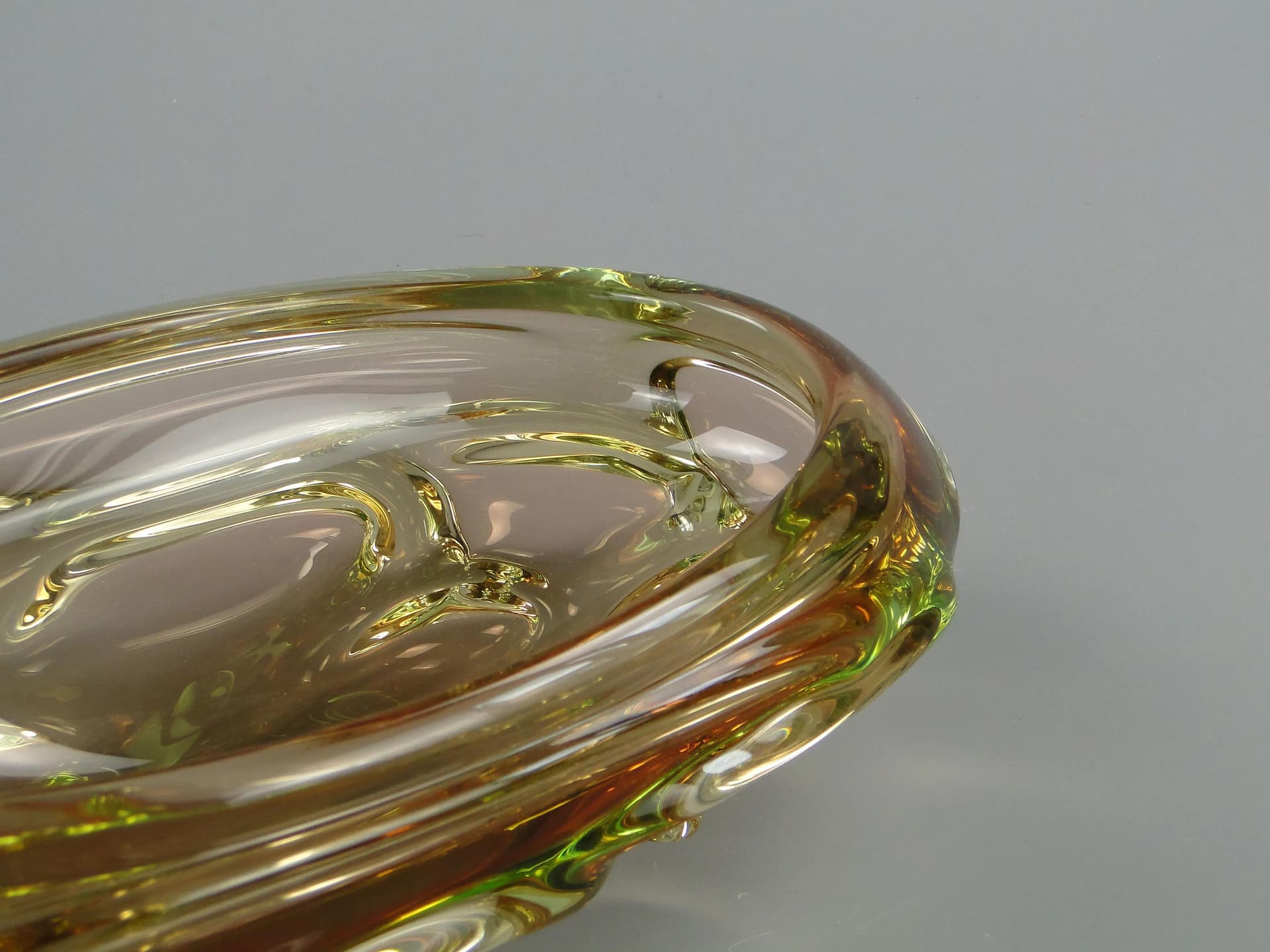 Glass centerpiece, multicolor, by J. Beranek, Skrdlovice, Czechoslovakia, 1960s. - 13280