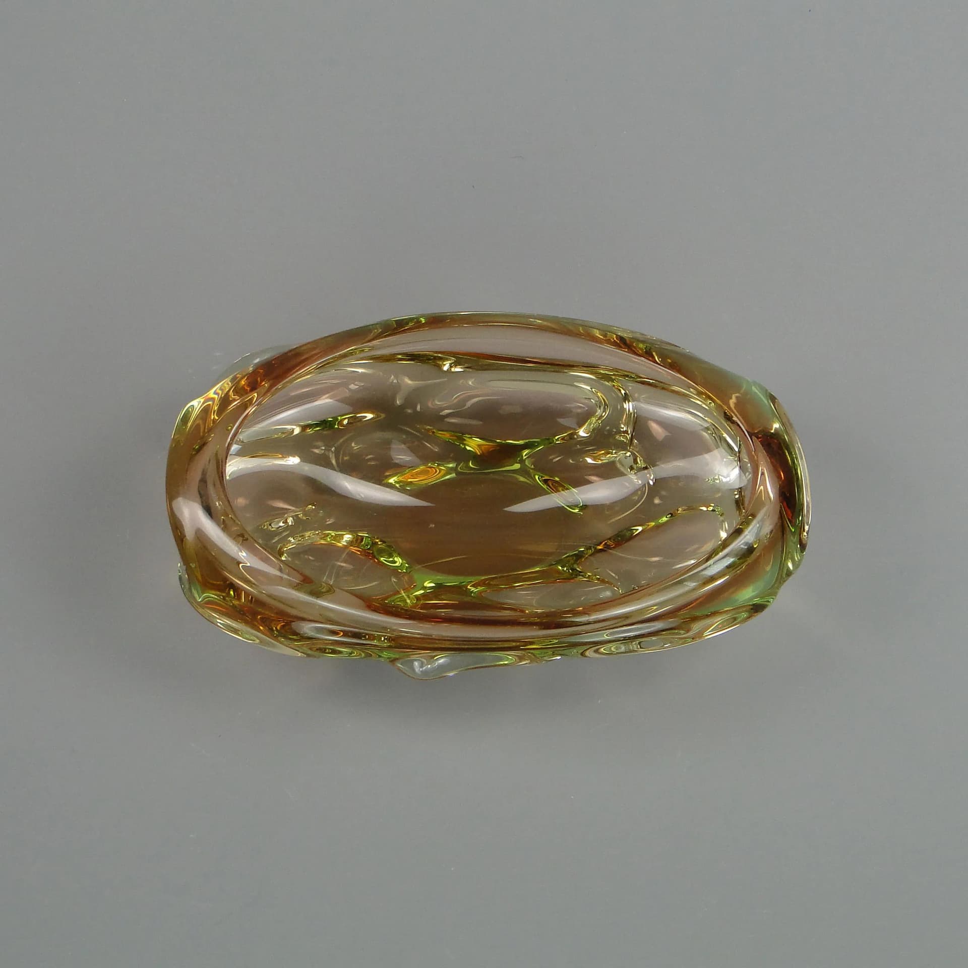 Glass centerpiece, multicolor, by J. Beranek, Skrdlovice, Czechoslovakia, 1960s. - 13274