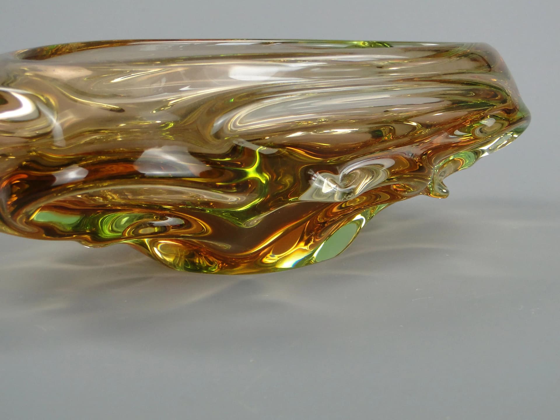 Glass centerpiece, multicolor, by J. Beranek, Skrdlovice, Czechoslovakia, 1960s. - 13277