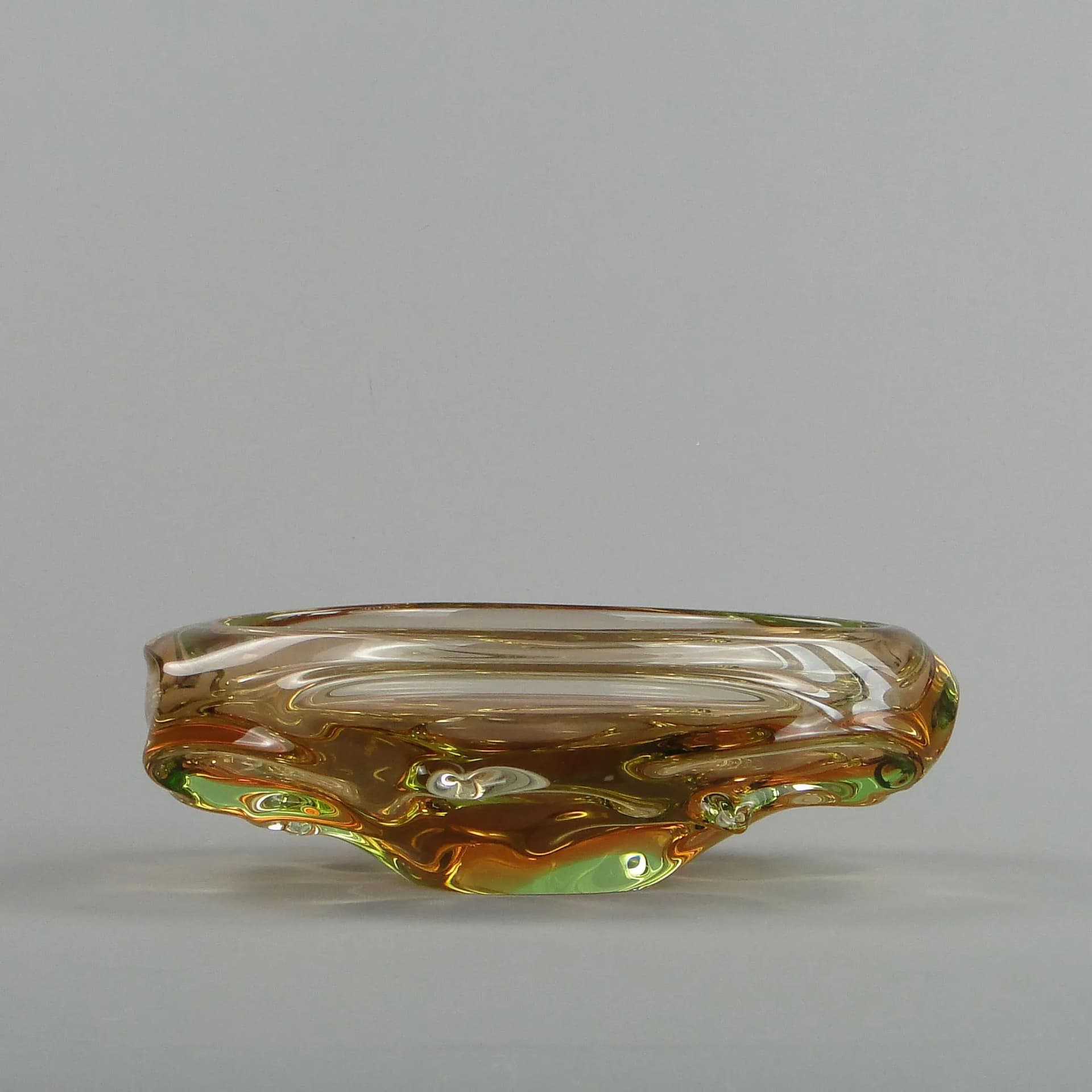 Glass centerpiece, multicolor, by J. Beranek, Skrdlovice, Czechoslovakia, 1960s. - 13273