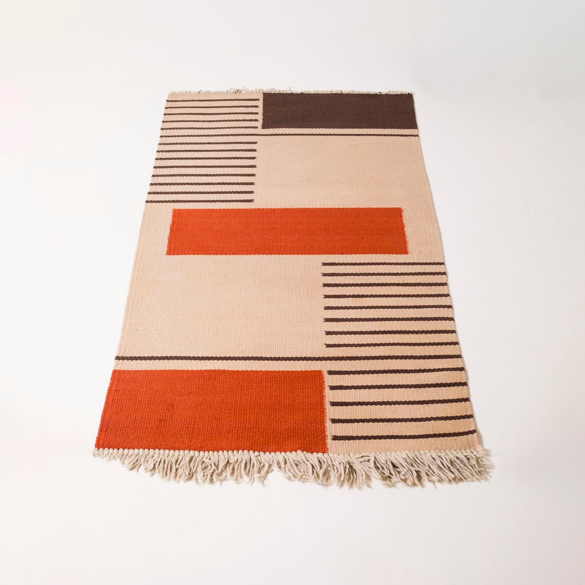 Dywan Bauhaus 178x97 cm, beżowy, wełna, proj. A. Kybal, Czechosłowacja, lata 40. - 190680