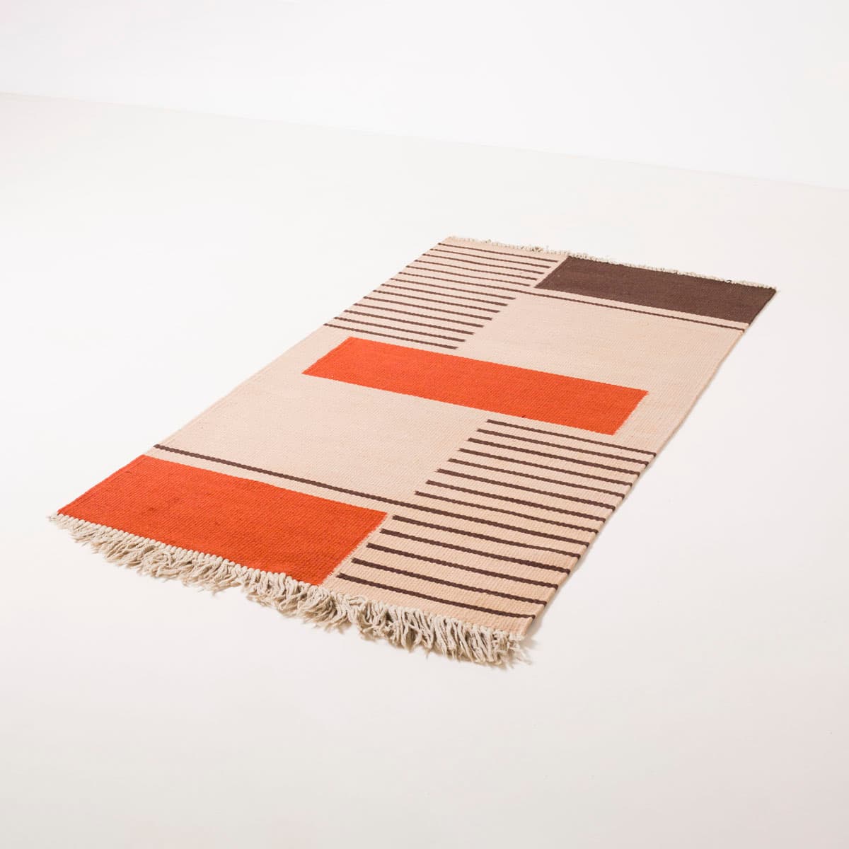 Dywan Bauhaus 178x97 cm, beżowy, wełna, proj. A. Kybal, Czechosłowacja, lata 40. - 190679