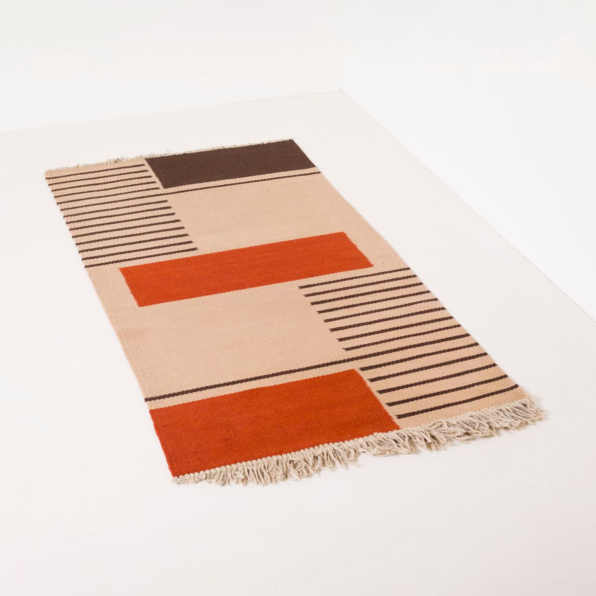 Dywan Bauhaus 178x97 cm, beżowy, wełna, proj. A. Kybal, Czechosłowacja, lata 40. - 190677