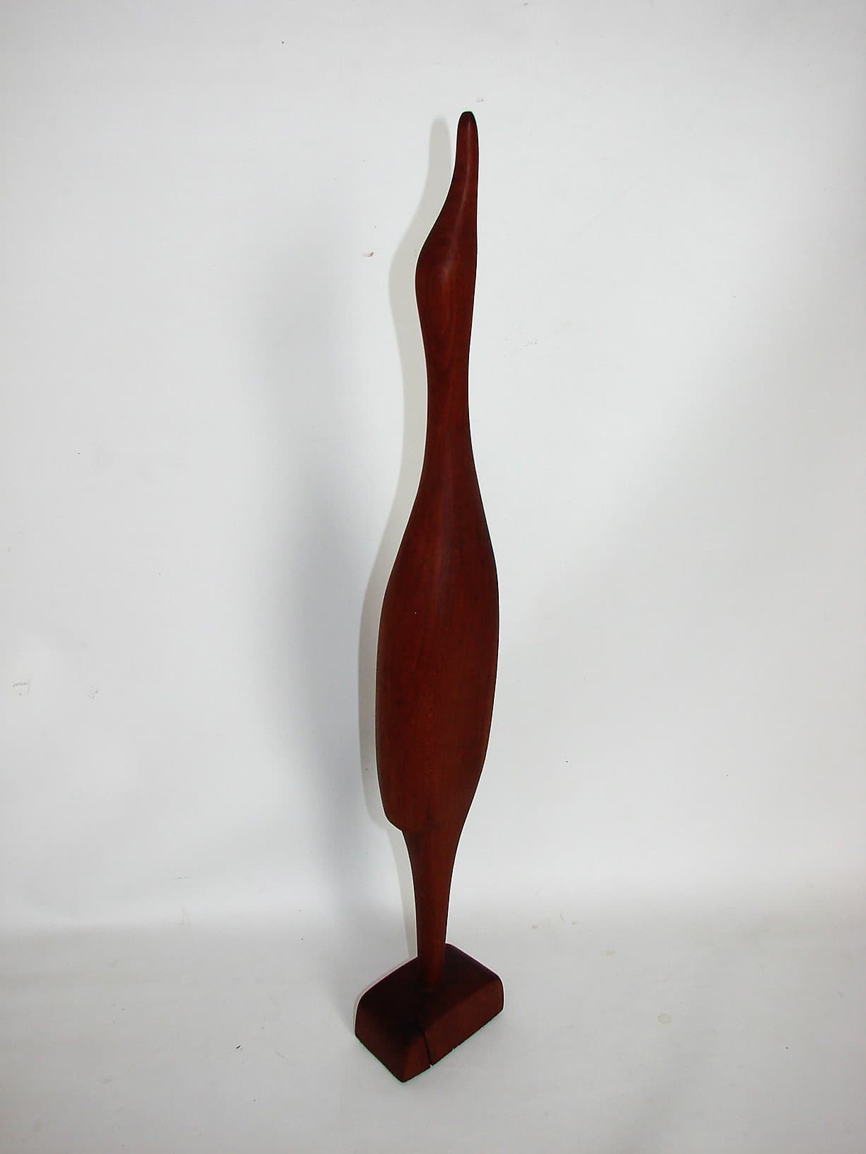 Figurka czapli, brązowy, drewno tekowe, lata 60. - 190692