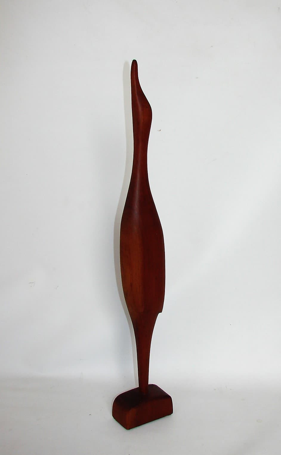 Figurka czapli, brązowy, drewno tekowe, lata 60. - 190694