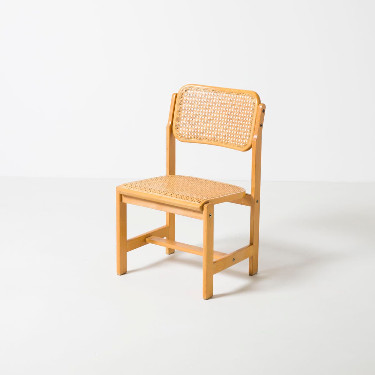 Dining Chair, natural rattan, light brown beech, by Z. Bączyk, Poland, 1970s. - 190719