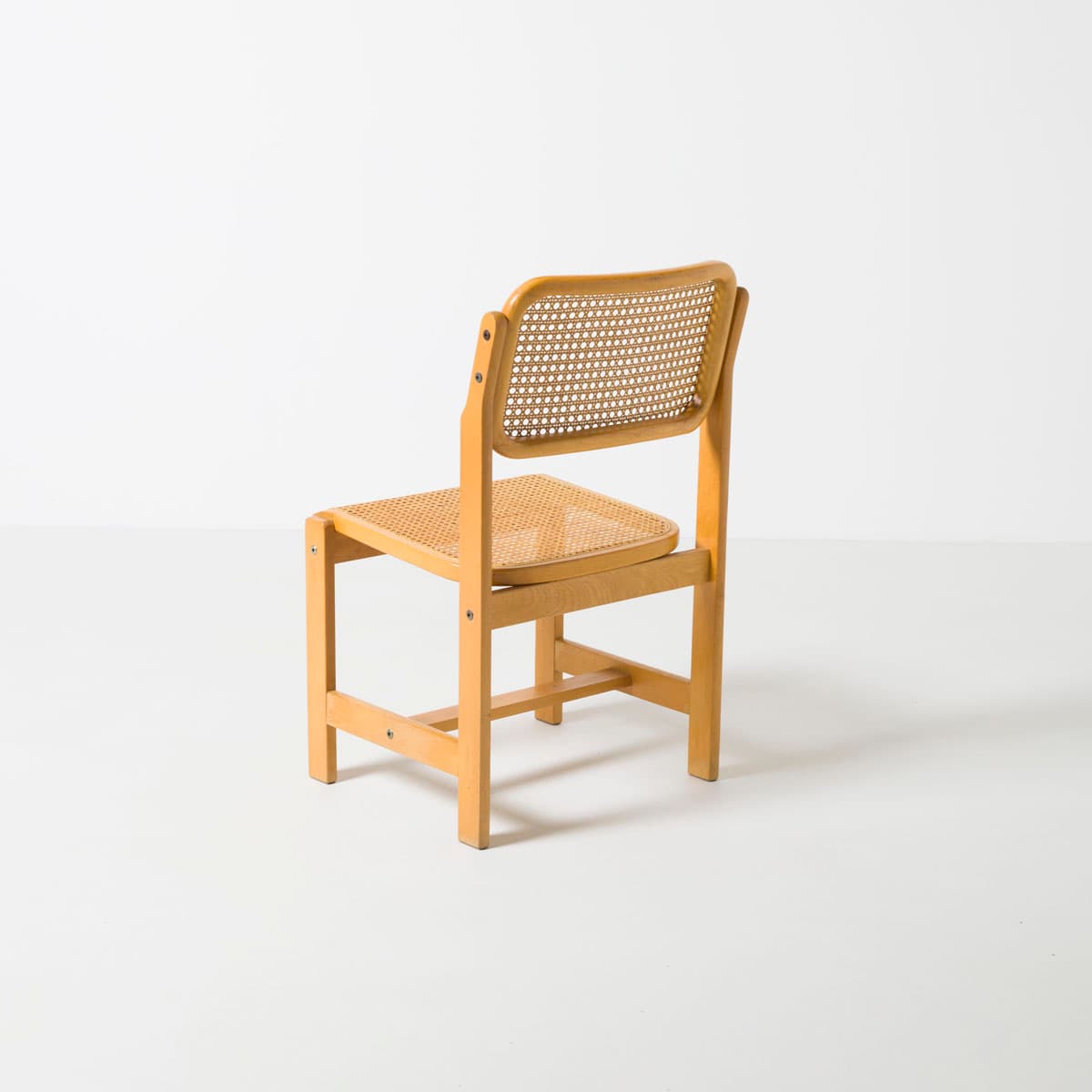 Dining Chair, natural rattan, light brown beech, by Z. Bączyk, Poland, 1970s. - 190722