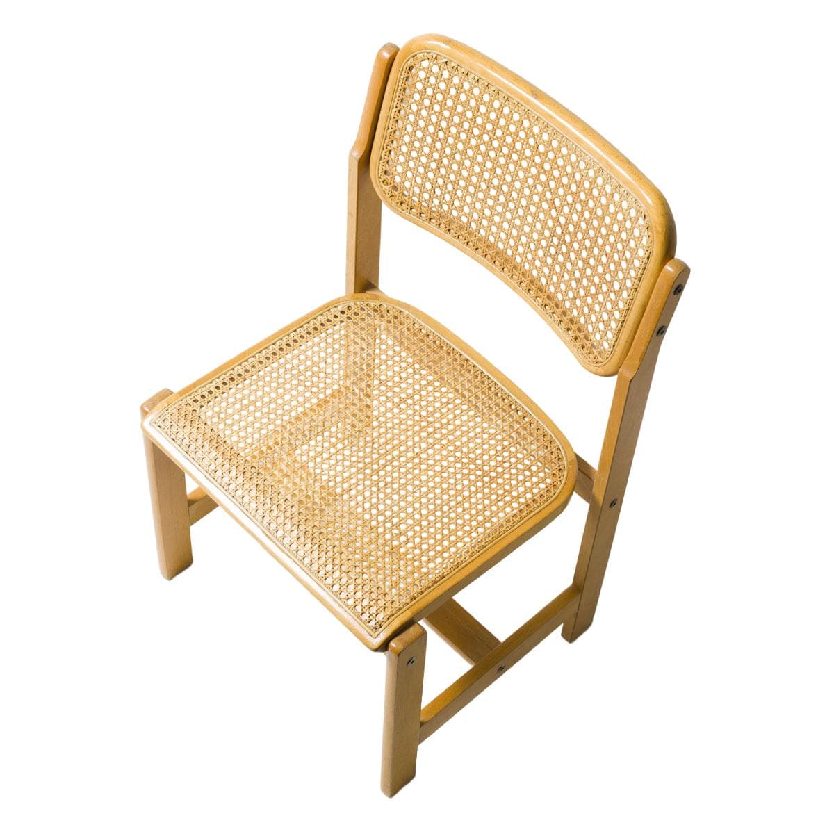 Dining Chair, natural rattan, light brown beech, by Z. Bączyk, Poland, 1970s. - 190940