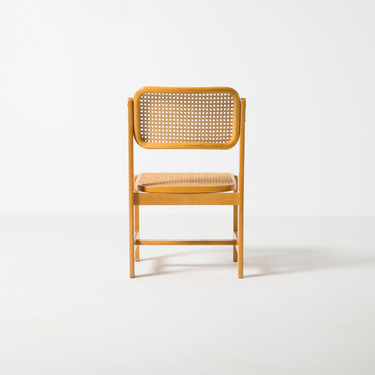 Dining Chair, natural rattan, light brown beech, by Z. Bączyk, Poland, 1970s. - 190723