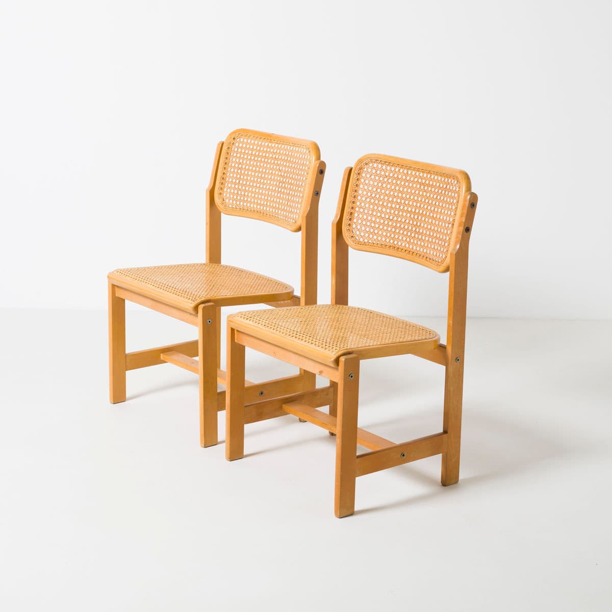 Dining Chair, natural rattan, light brown beech, by Z. Bączyk, Poland, 1970s. - 190727